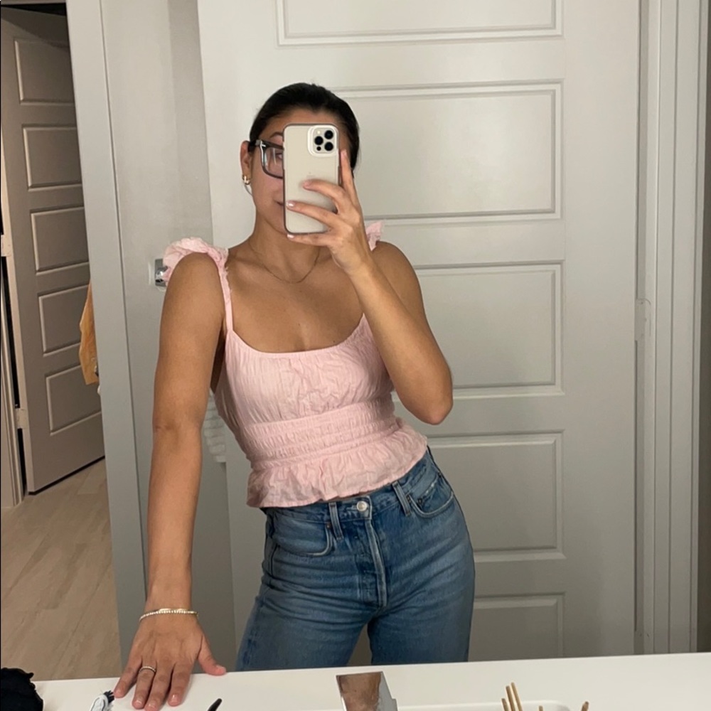 Pink Ruffle Crop Top - Picture 2 of 6